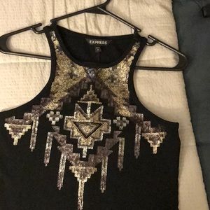Express black sequined top dress